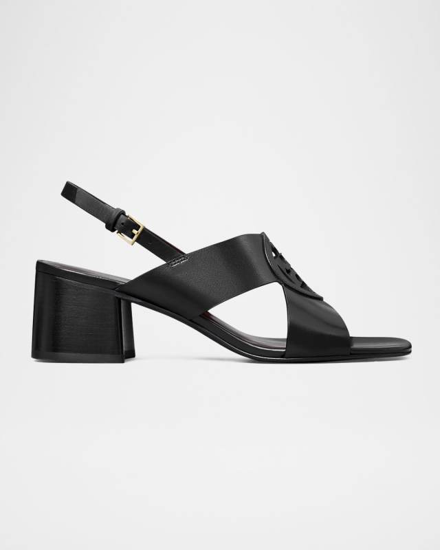 Miller Leather Logo Slingback Sandals